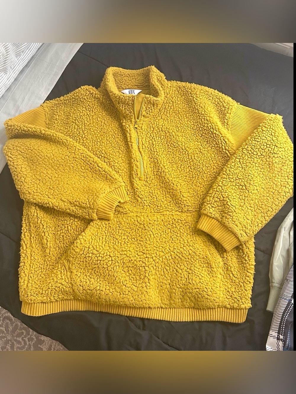 Women’s JoyLab Mustard Yellow Sherpa Half-Zip Pullover - Picture 2 of 6